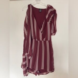 Rue21 Burgundy and White Striped Long Sleeve Dress